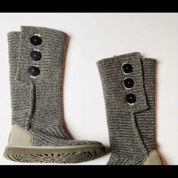 UGG Grey/Gray Cardy Knit Boot 7 - Picture 5 of 8